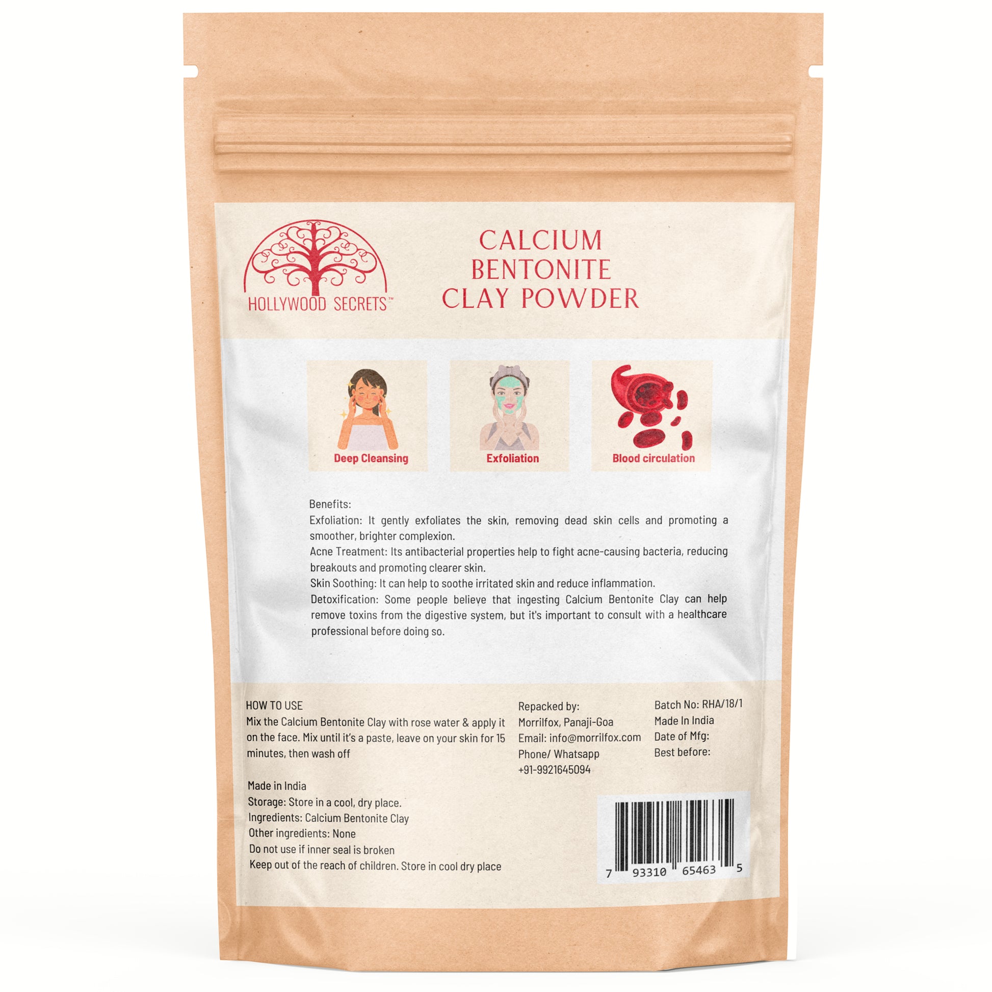 Pure Calcium Bentonite Clay Powder 100Gms Hollywood Secrets