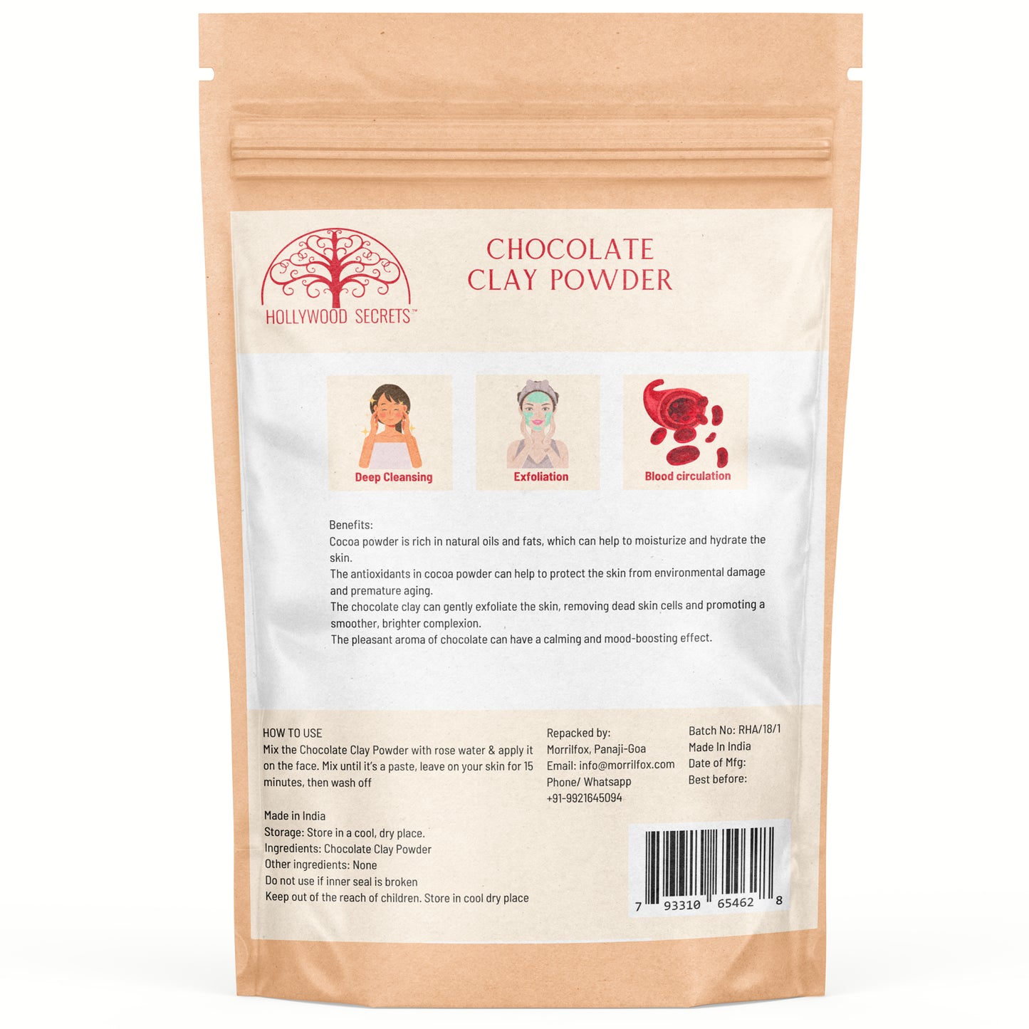 Pure Chocolate Clay Powder 100Gms Hollywood Secrets