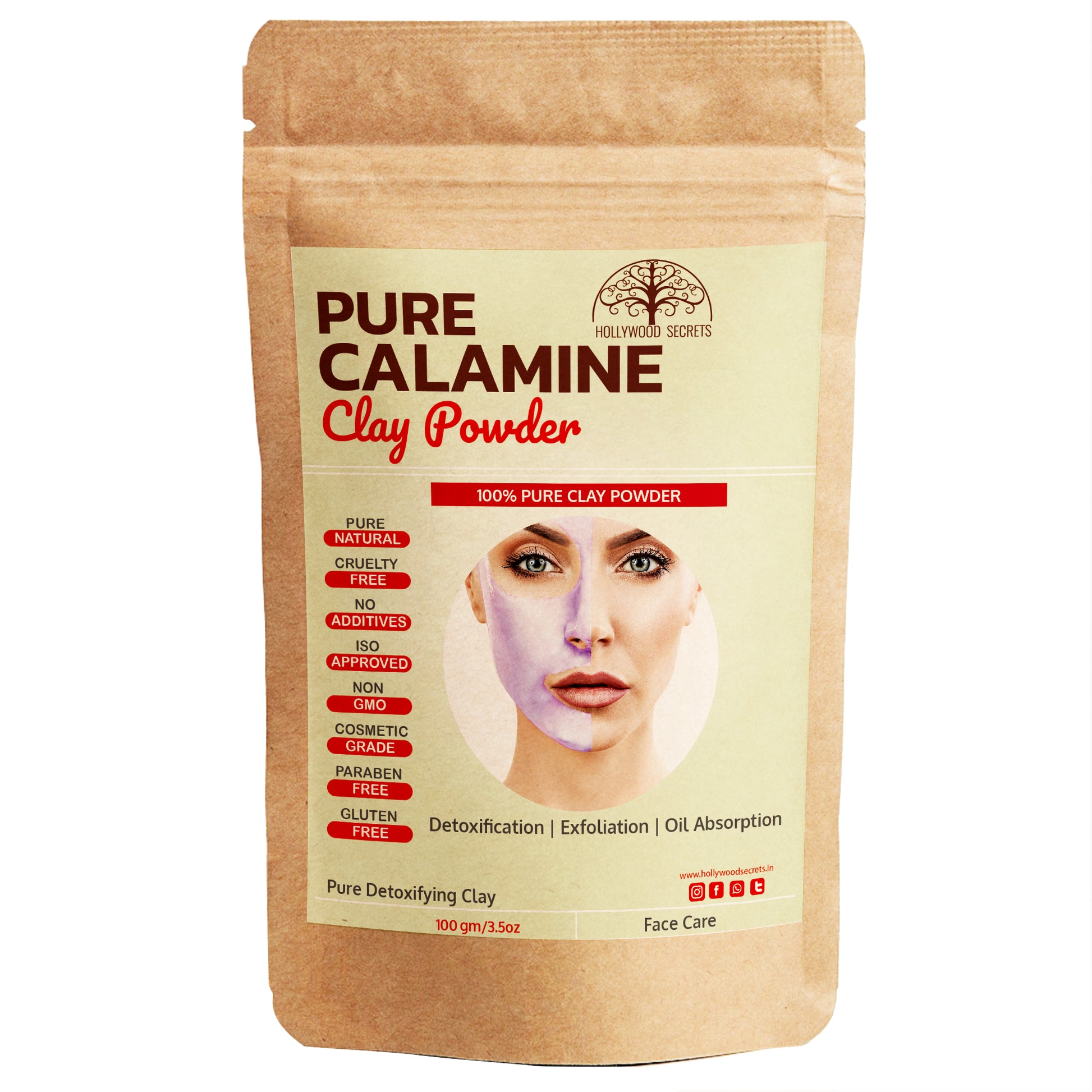 Pure Calamine Clay Powder 100Gms Hollywood Secrets