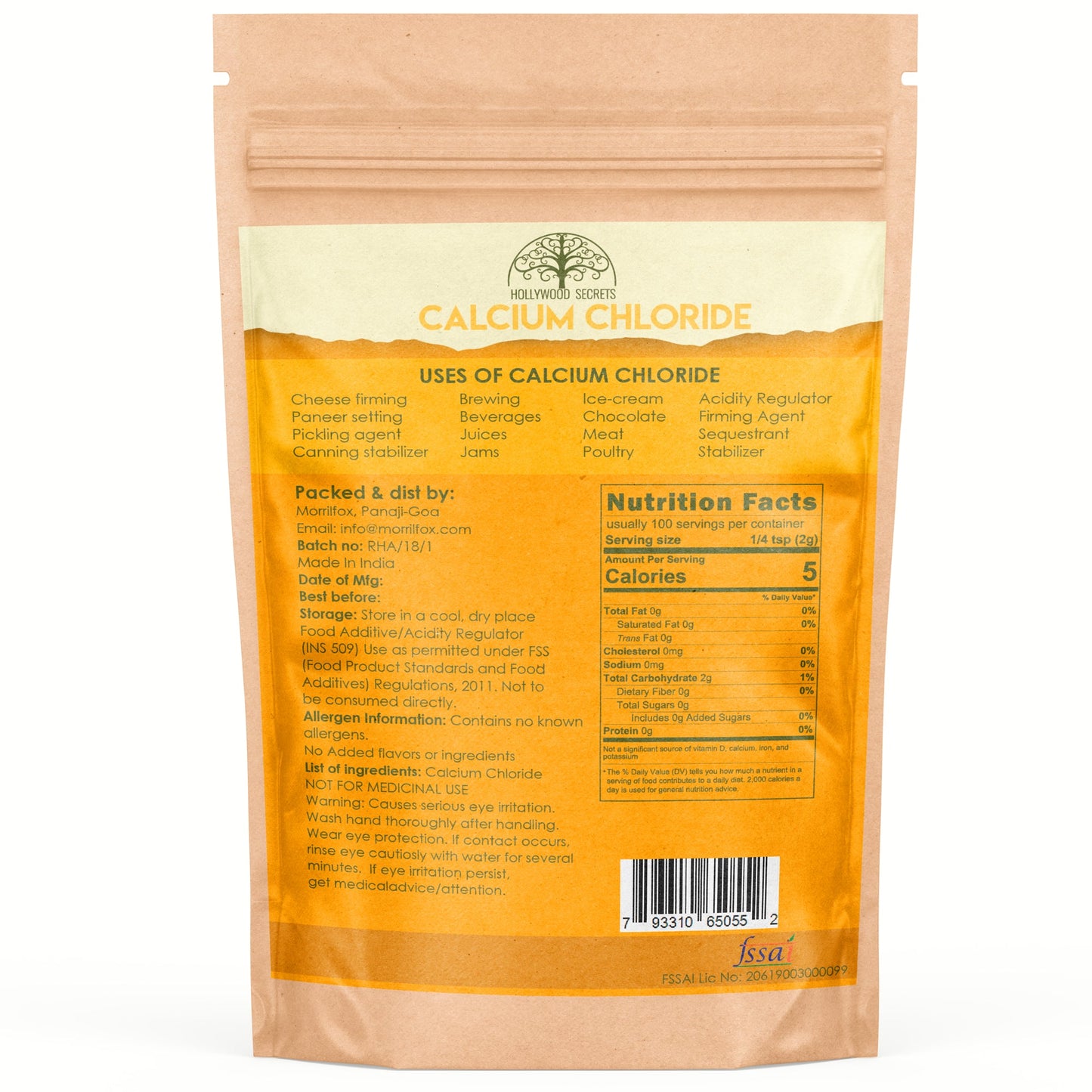 Calcium Chloride Powder 100gm Pharma Grade Hollywood Secrets