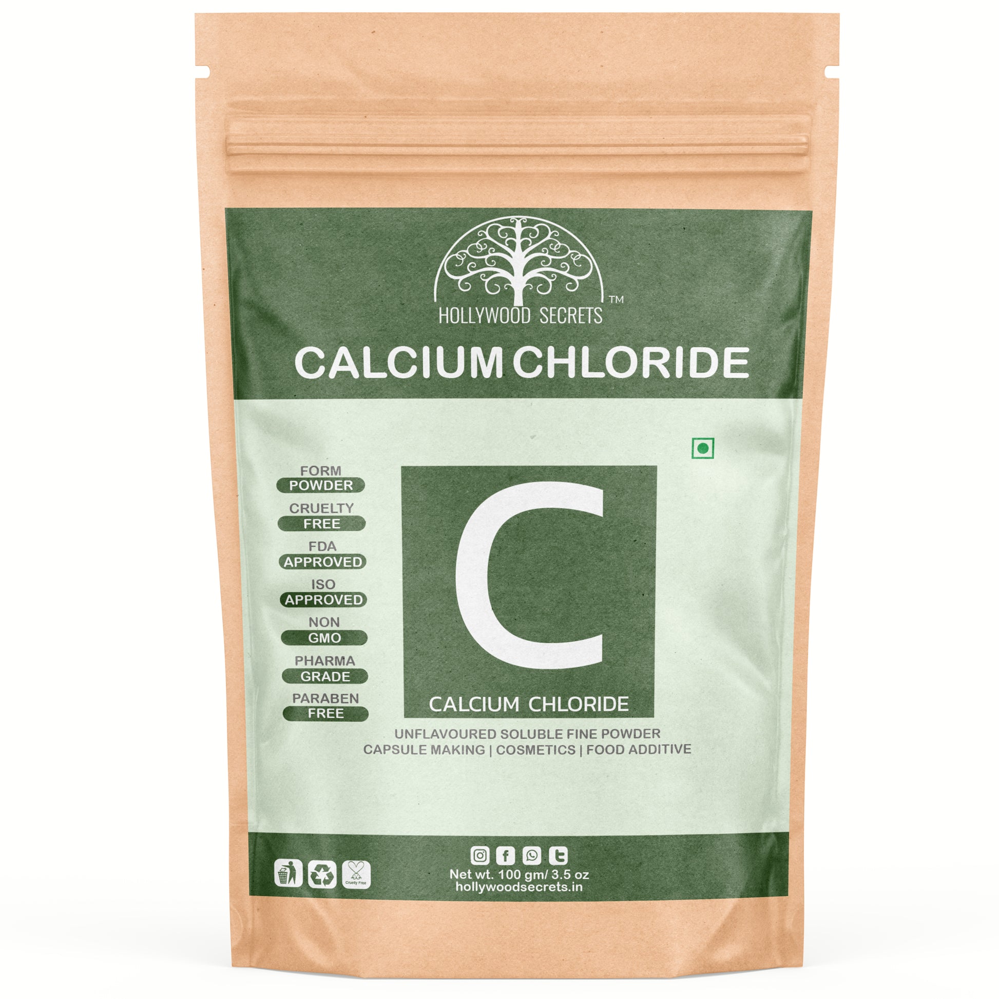 Calcium Chloride Powder 100gm Pharma Grade Hollywood Secrets