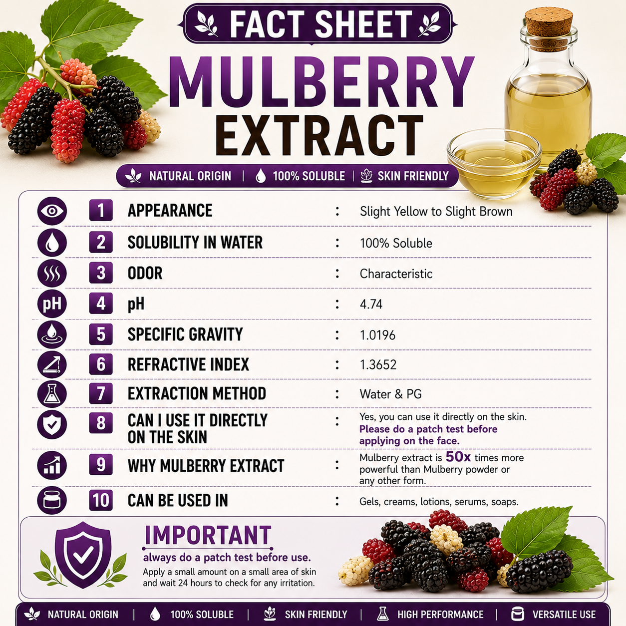 Pure 85% Mulberry Liquid Extract Hollywood Secrets