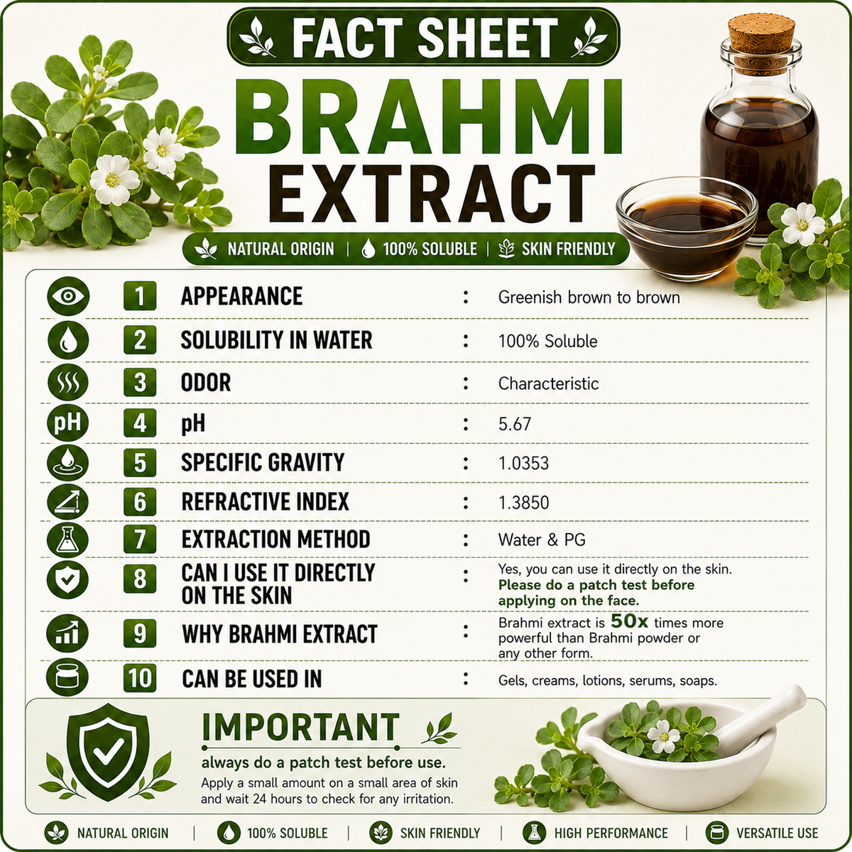 Pure 85% Brahmi Liquid Extract Hollywood Secrets
