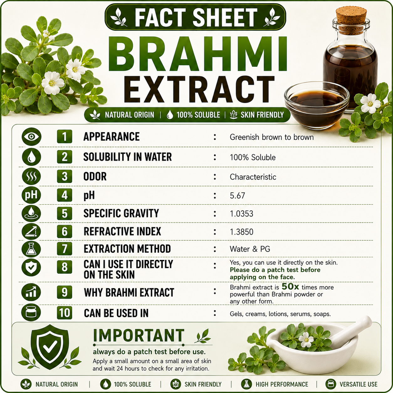 Pure 85% Brahmi Liquid Extract Hollywood Secrets