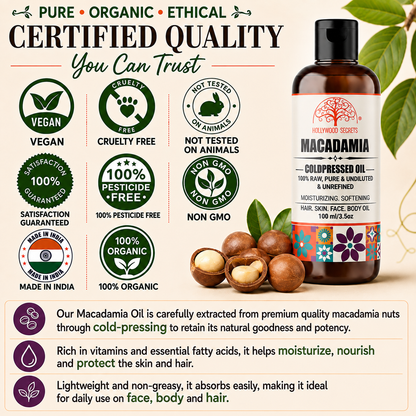 Macadamia Oil Pure Cold Pressed Hollywood Secrets
