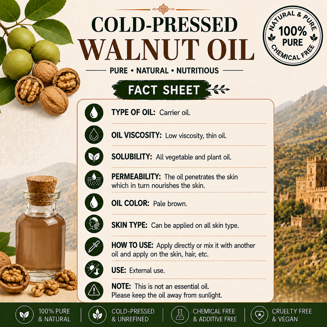Walnut Oil Pure Cold Pressed Hollywood Secrets