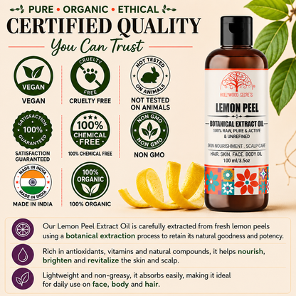 Lemon Peel Oil Pure Cold Pressed Hollywood Secrets