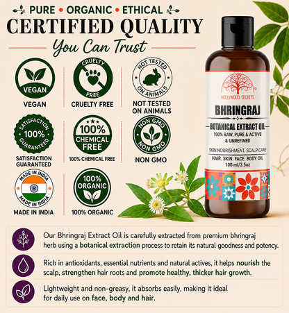Bhringraj Oil Pure Cold Pressed Hollywood Secrets