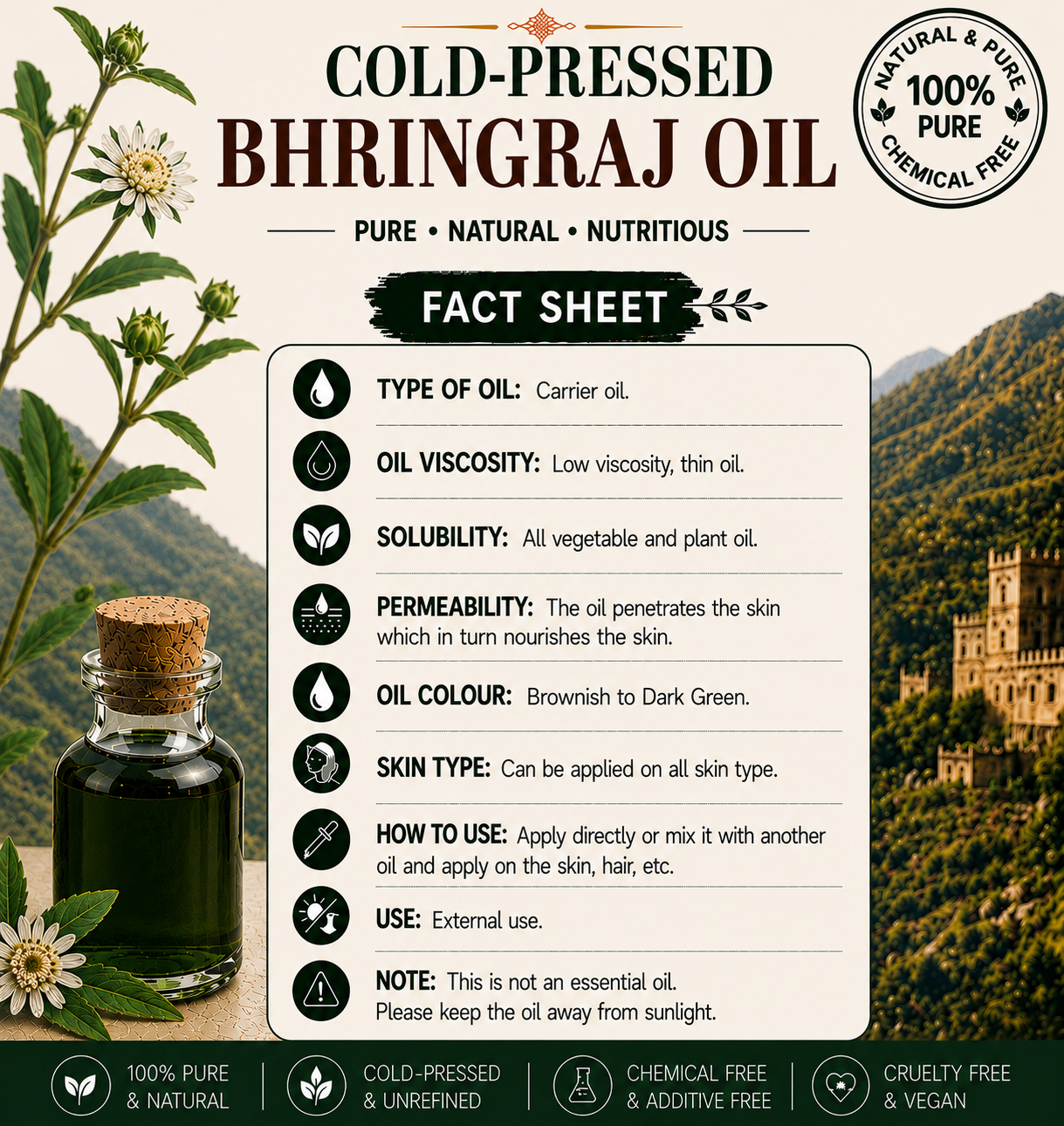 Bhringraj Oil Pure Cold Pressed Hollywood Secrets