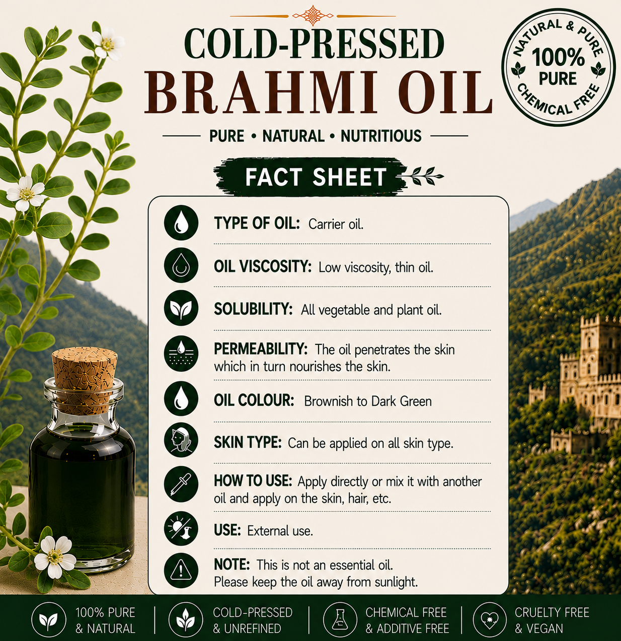 Brahmi Oil Pure Cold Pressed Hollywood Secrets