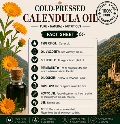 Calendula Oil Pure Cold Pressed Hollywood Secrets