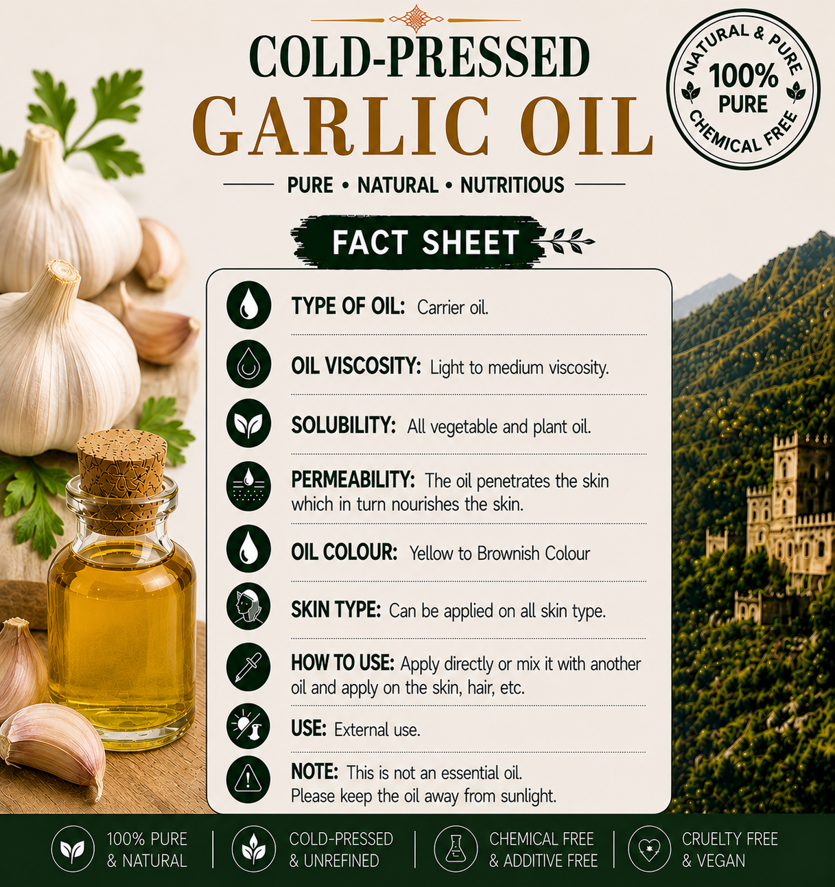 Garlic Oil Pure Cold Pressed Hollywood Secrets
