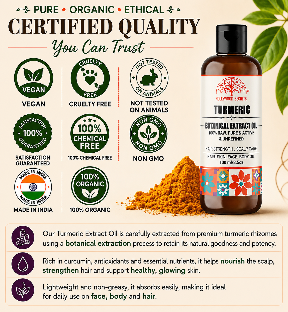 Turmeric Oil Pure Cold Pressed Hollywood Secrets