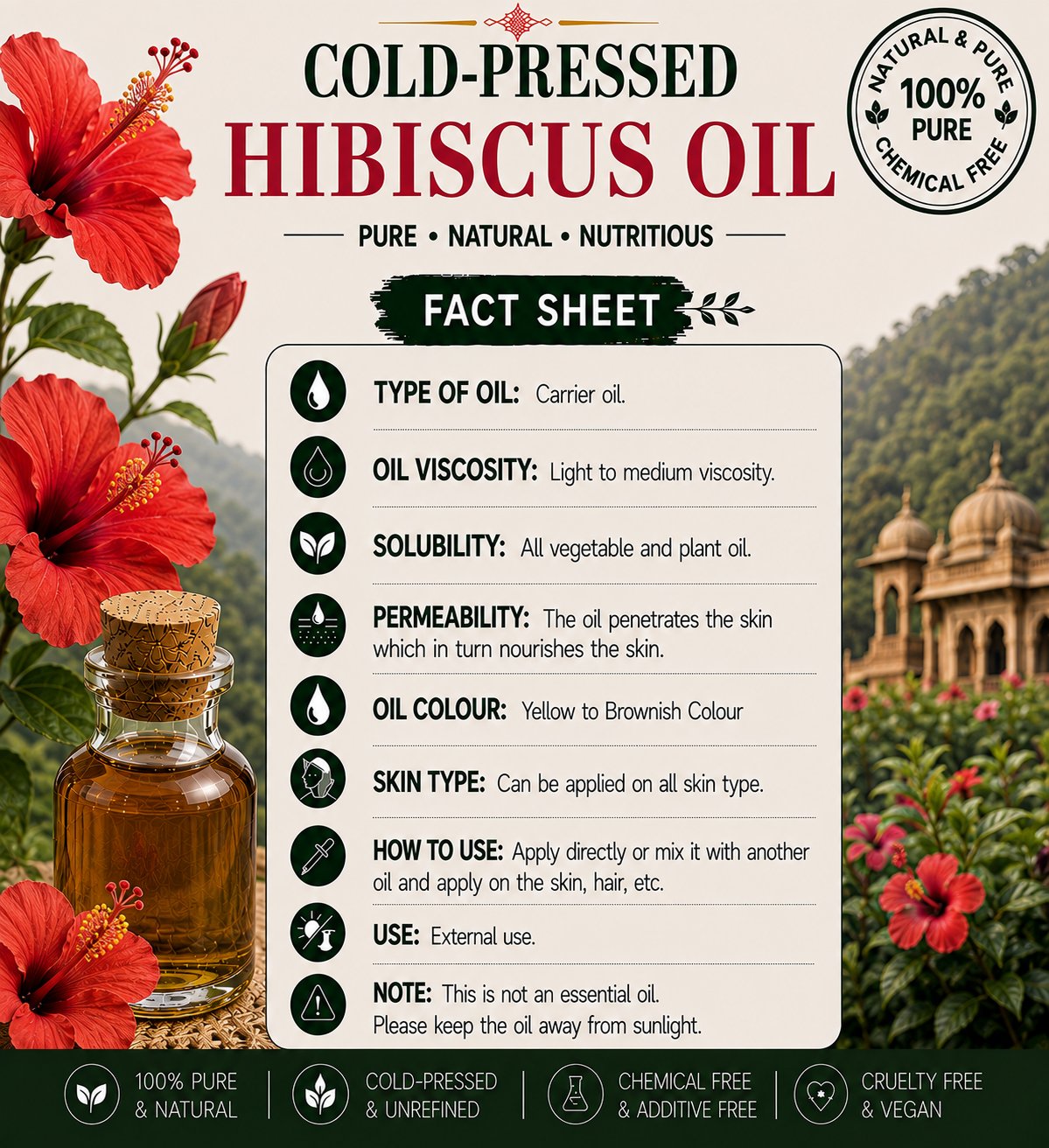 Hibiscus Oil Pure Cold Pressed Hollywood Secrets