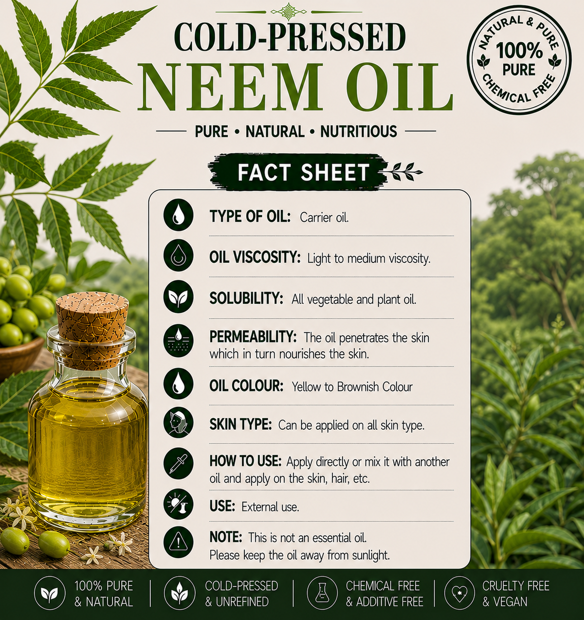 Neem Oil Pure Cold Pressed Hollywood Secrets