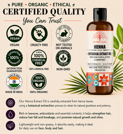 Henna Oil Pure Botanical Extract Hollywood Secrets