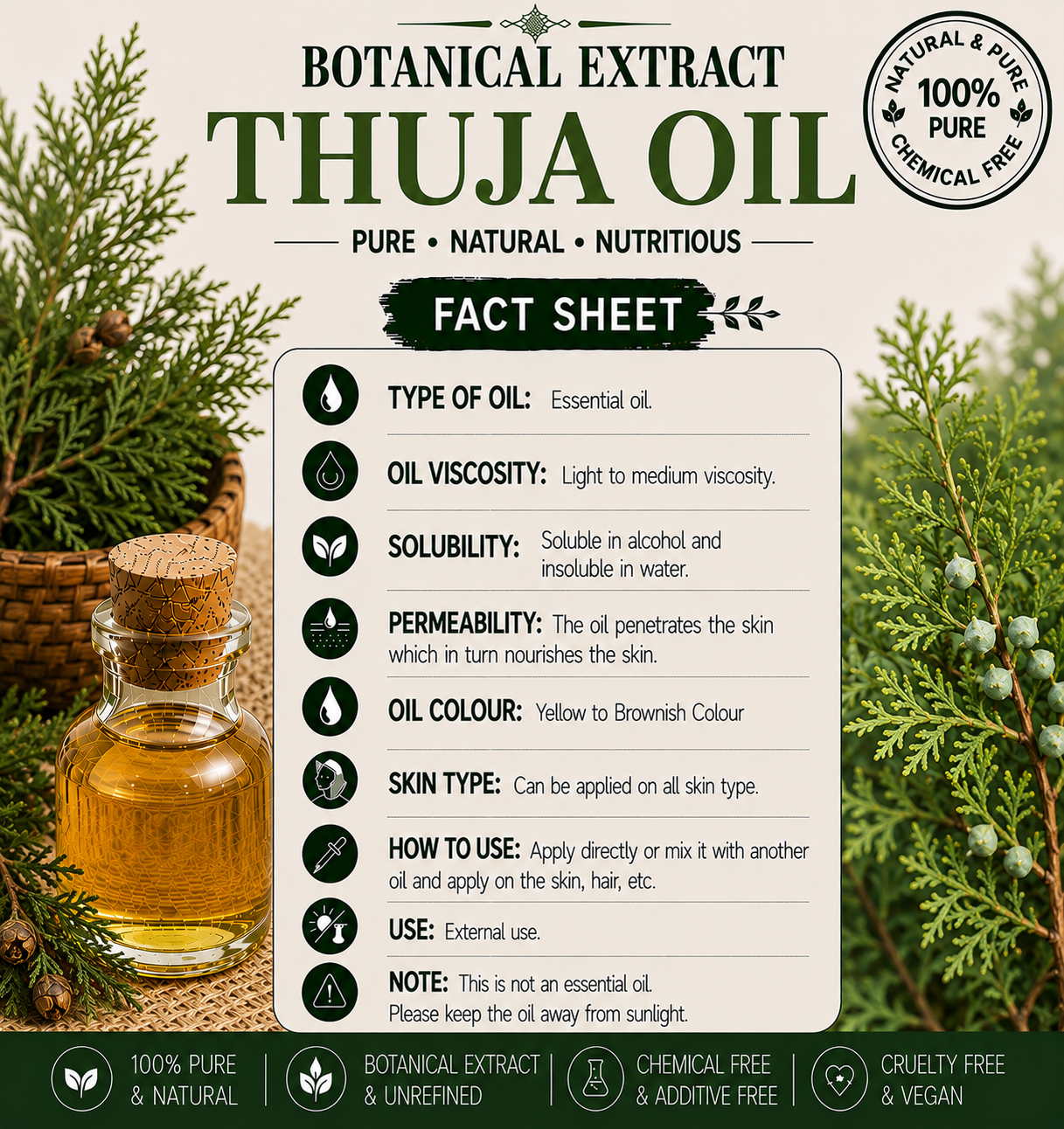 Thuja Oil Pure Cold Pressed Hollywood Secrets