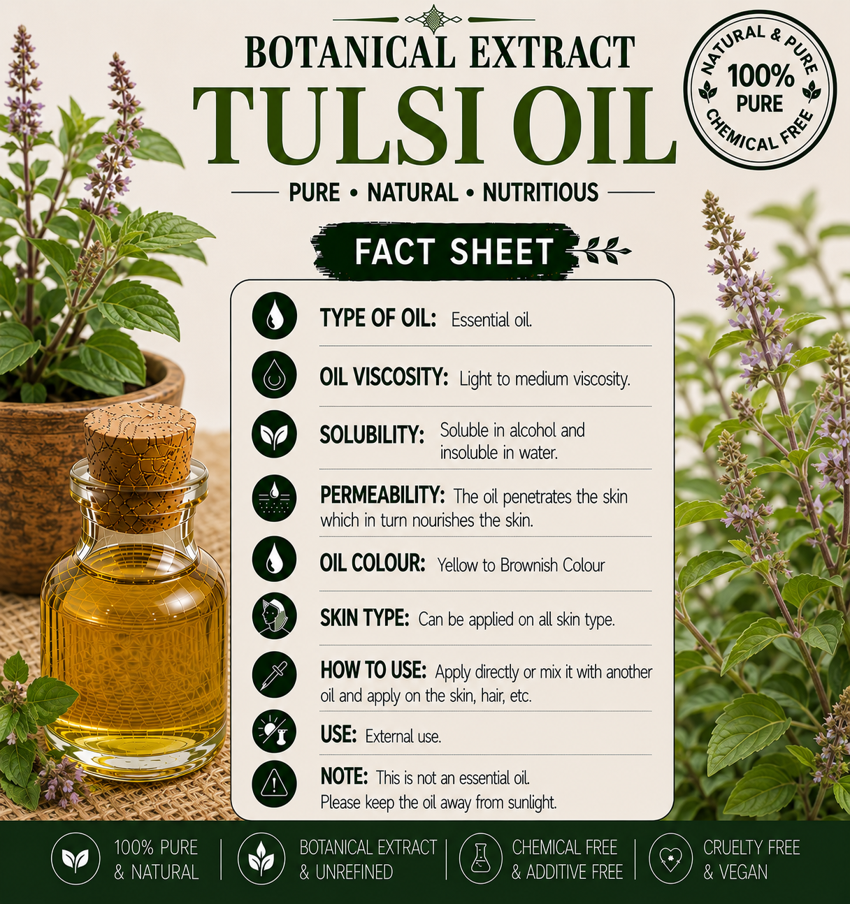 Tulsi Oil Holy Basil Botanical Extract Hollywood Secrets