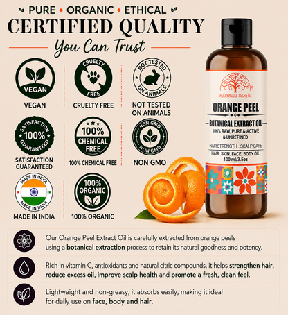 Orange Peel Oil Pure Botanical Extract Hollywood Secrets