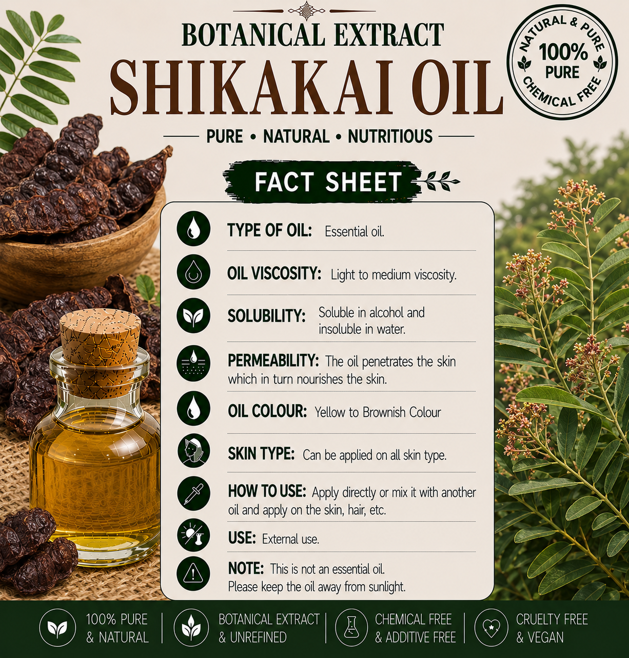 Shikakai Oil Pure Botanical Extract Hollywood Secrets