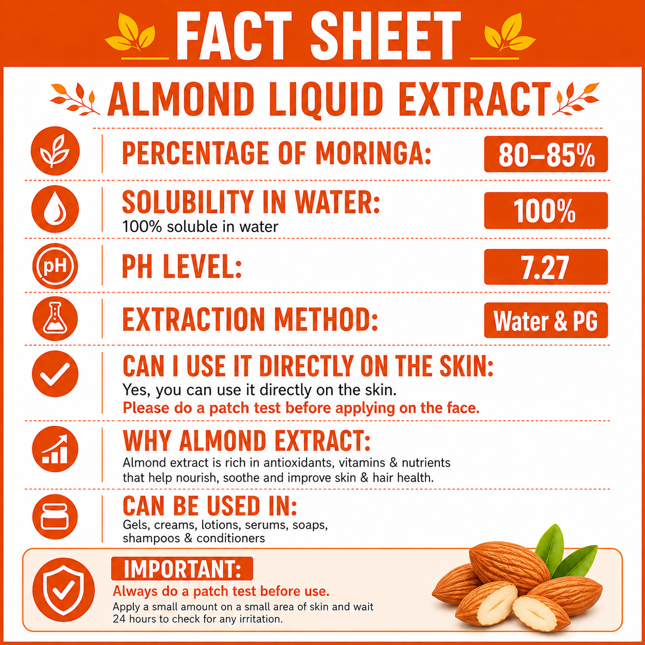 Pure 85% Almond Liquid Extract Hollywood Secrets