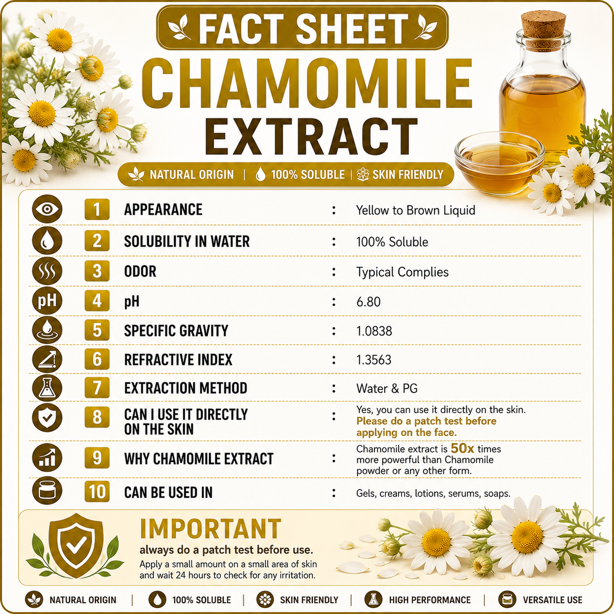 Pure 85% Chamomile Liquid Extract Hollywood Secrets
