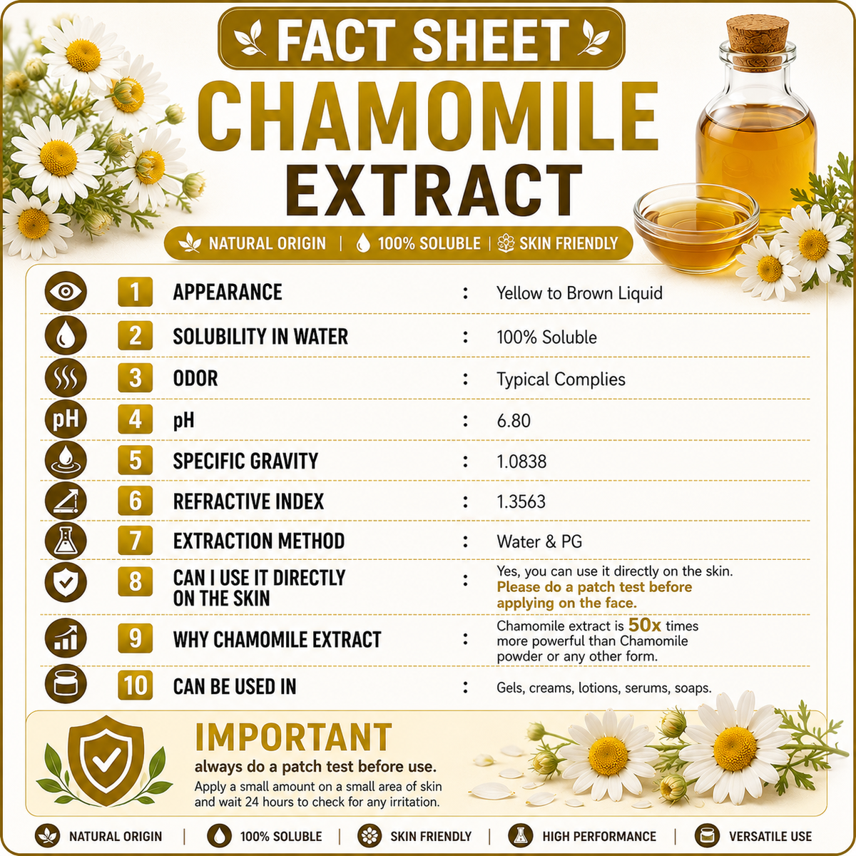 Pure 85% Chamomile Liquid Extract Hollywood Secrets
