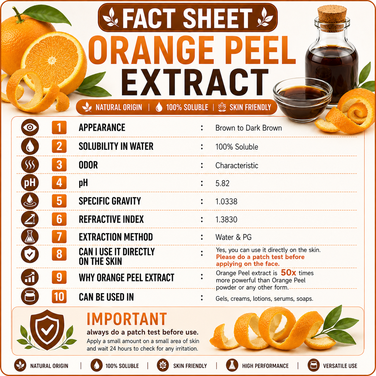 Pure 85% Orange Peel Liquid Extract Hollywood Secrets
