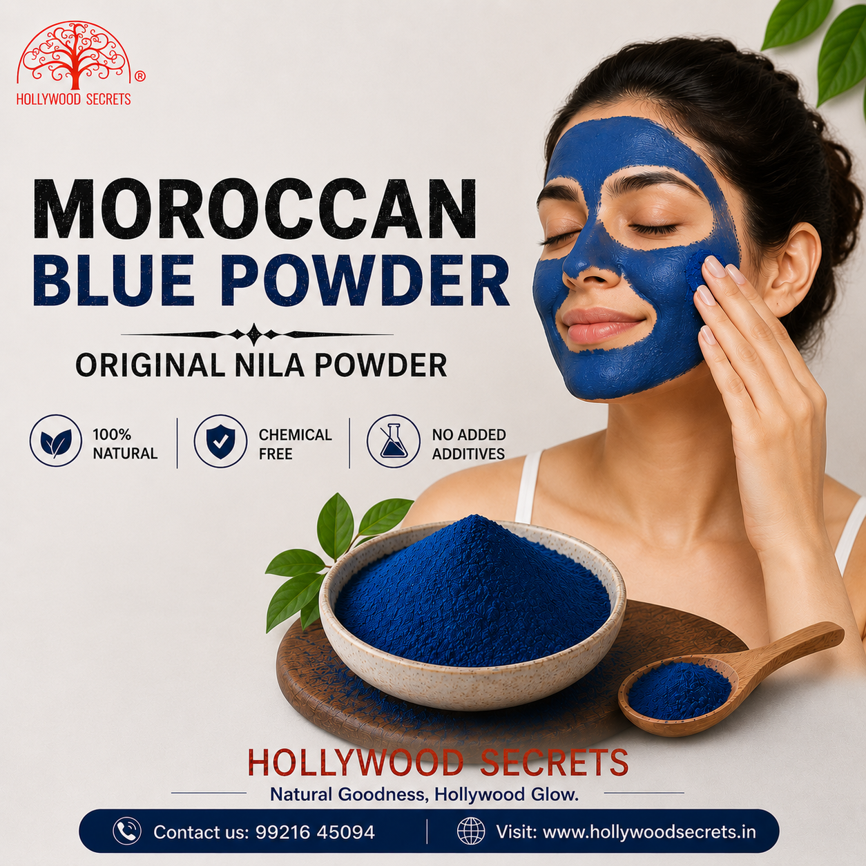 Pure Moroccan Blue Powder 200Gms Hollywood Secrets