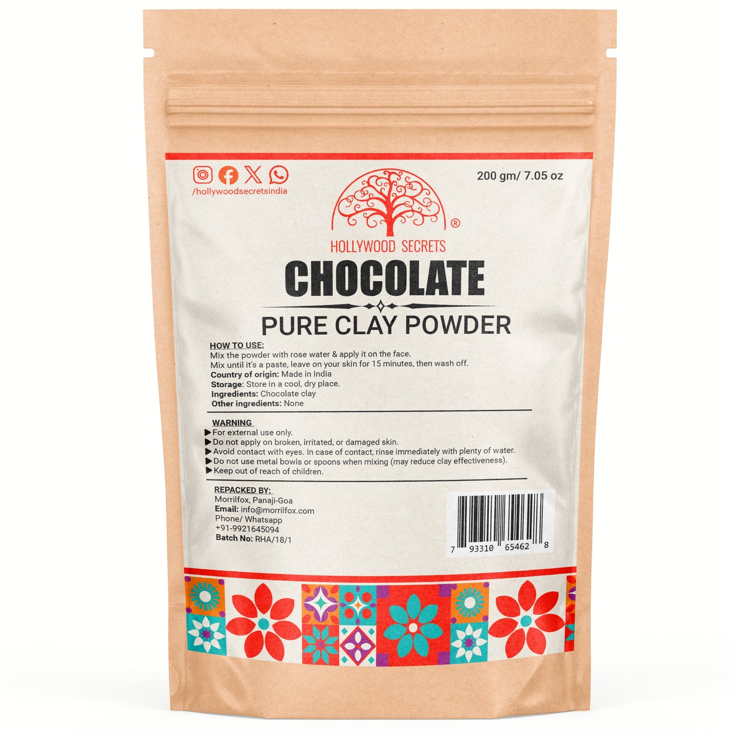 Pure Chocolate Clay Powder 200Gms Hollywood Secrets