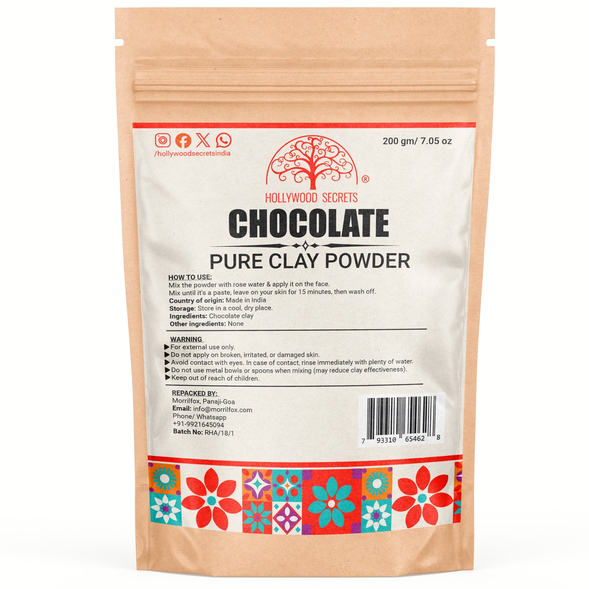 Pure Chocolate Clay Powder 200Gms Hollywood Secrets