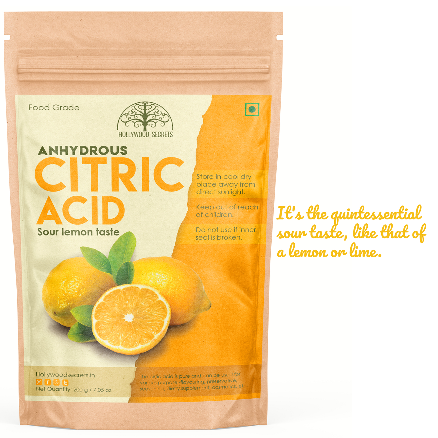 Pure Citric Acid Powder 200 Gms Hollywood Secrets