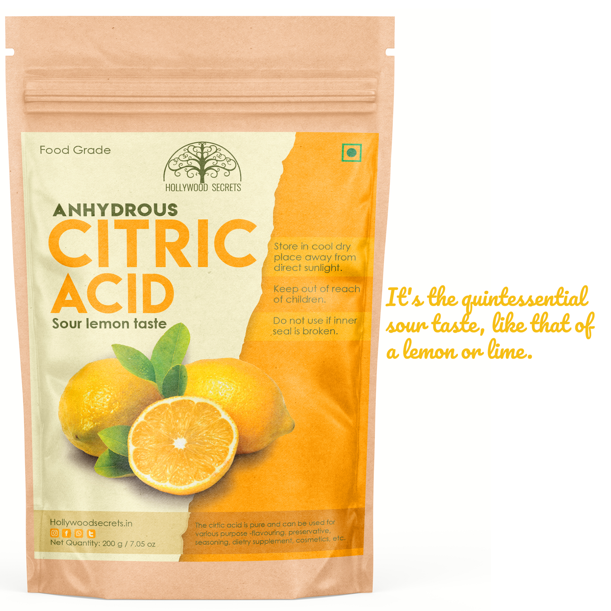 Pure Citric Acid Powder 200 Gms Hollywood Secrets