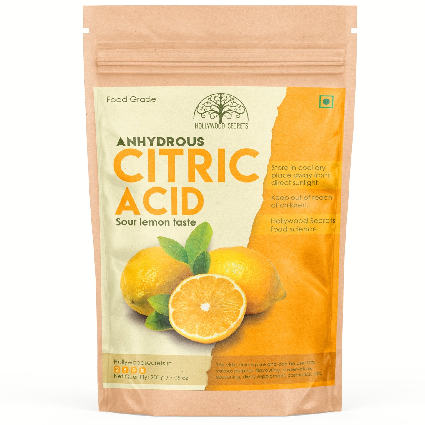 Pure Citric Acid Powder 200 Gms Hollywood Secrets