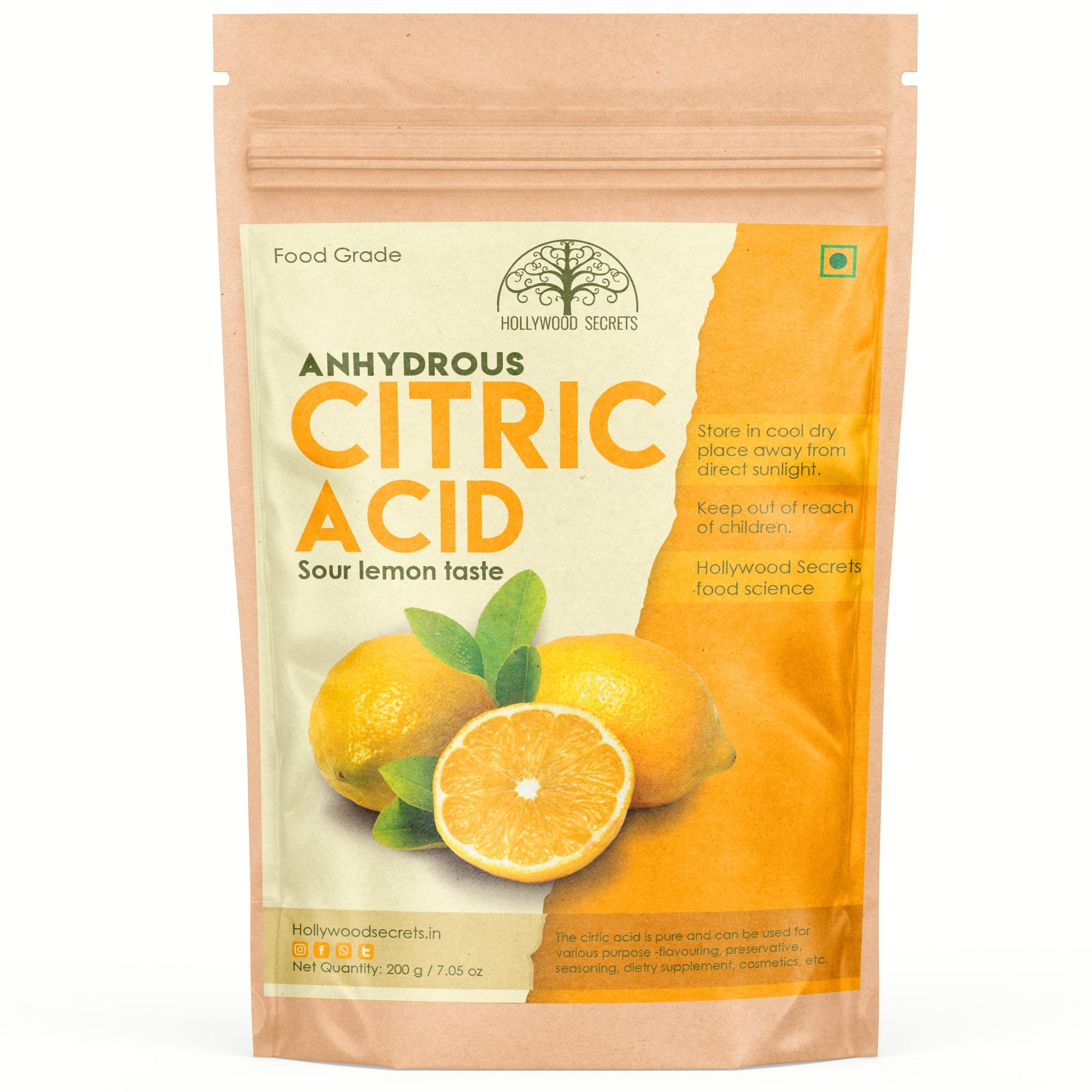 Pure Citric Acid Powder 200 Gms Hollywood Secrets