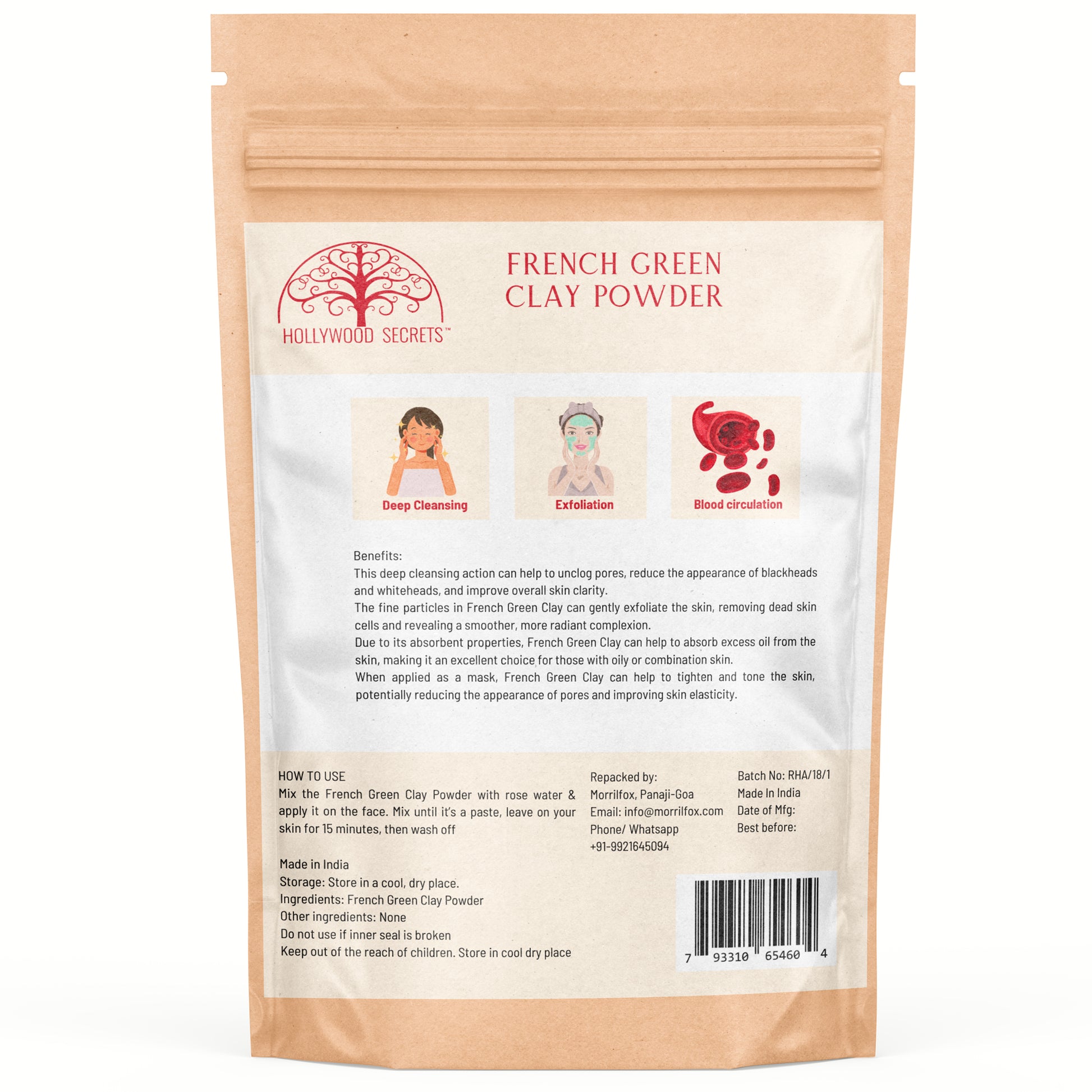 Pure French Green Clay 100Gms Hollywood Secrets