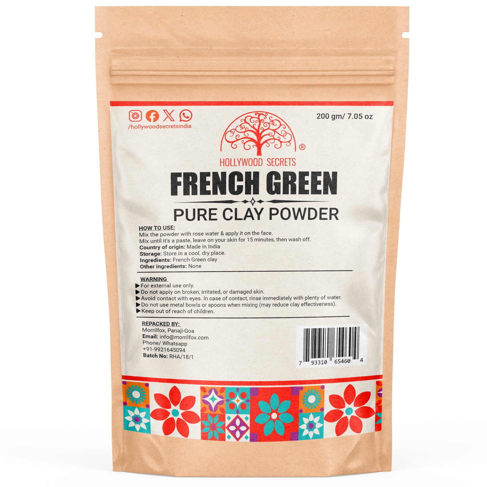 Pure French Green Clay 200Gms Hollywood Secrets