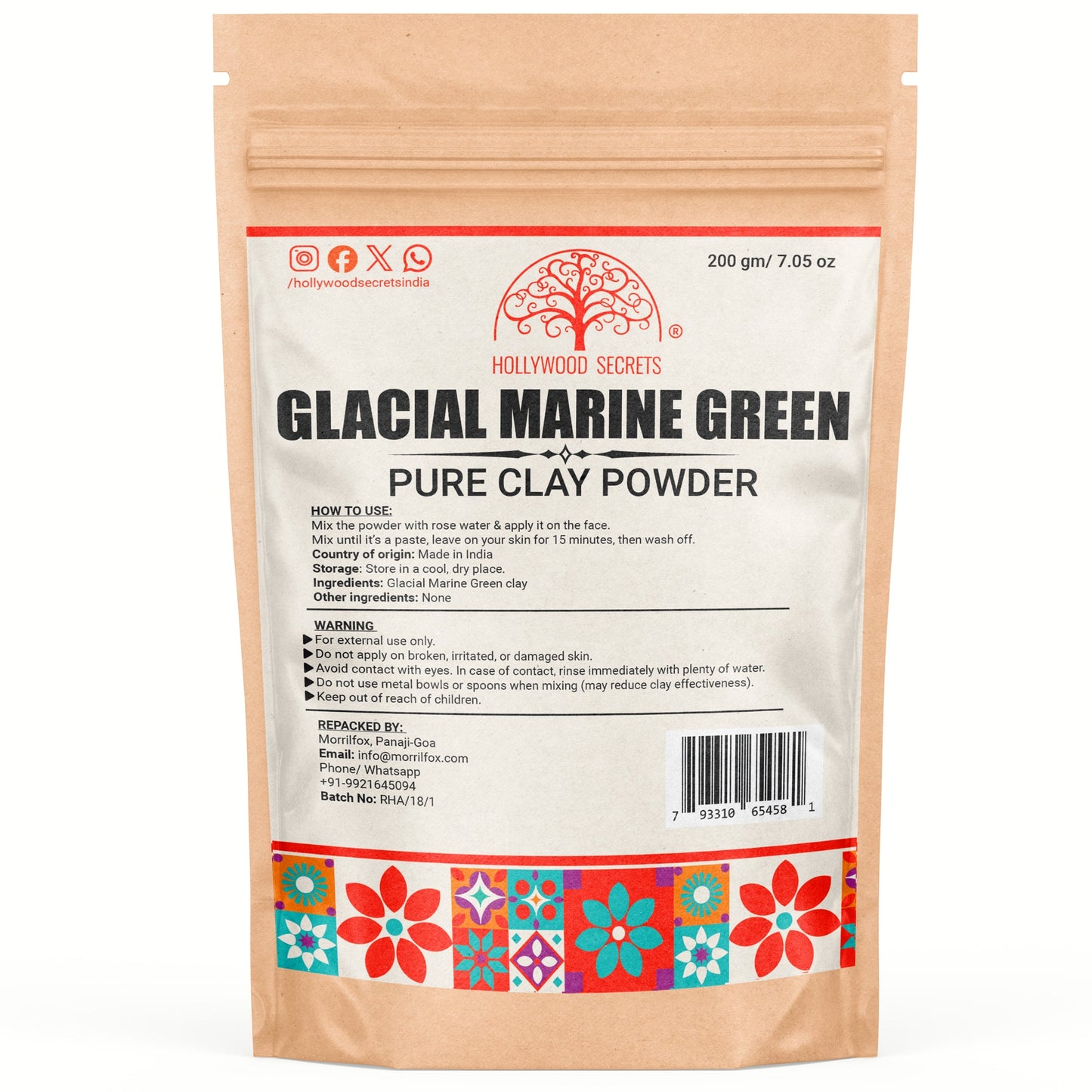 Pure Glacial Marine Green Clay 200Gms Hollywood Secrets