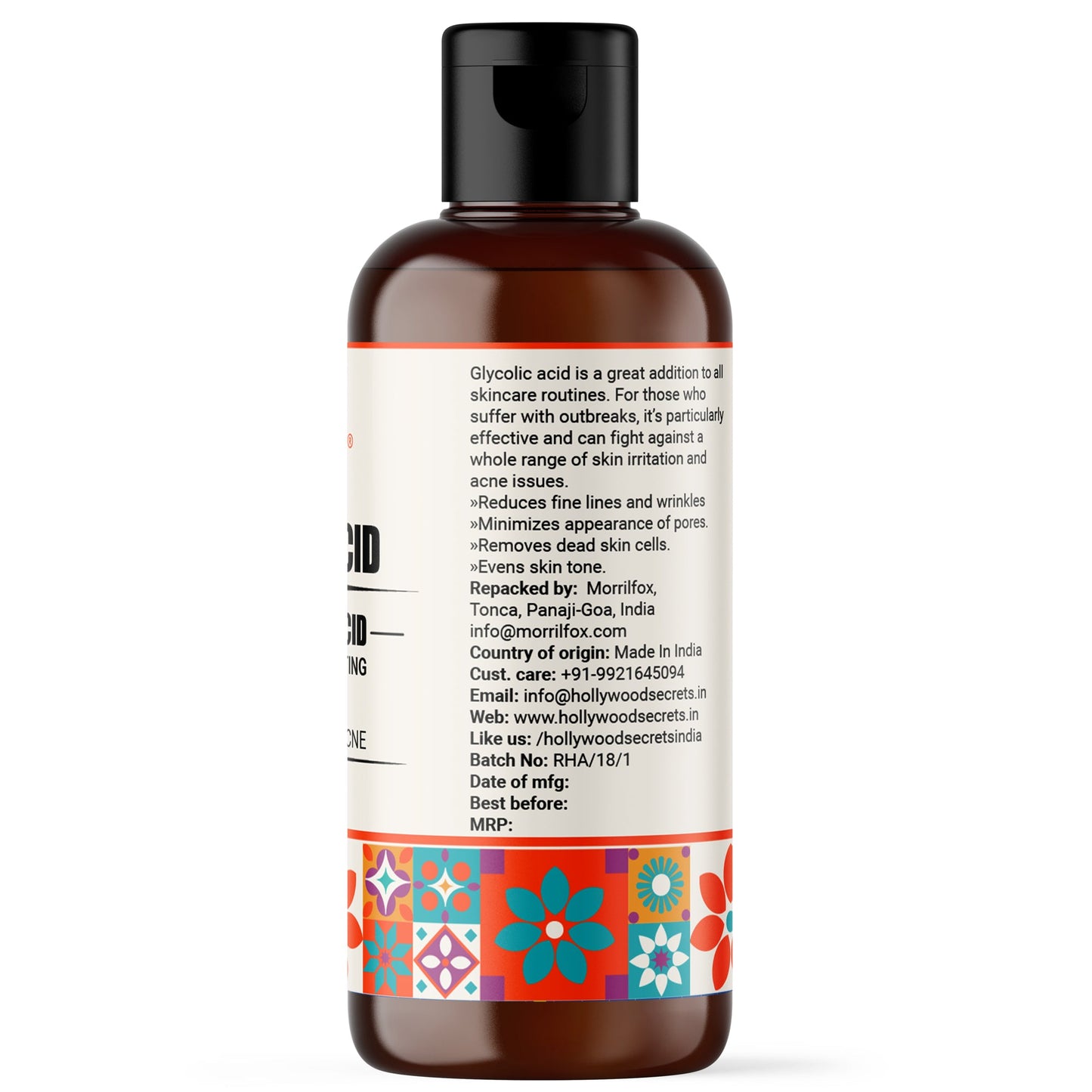 Pure 75% Glycolic Acid Liquid 100 ml Hollywood Secrets