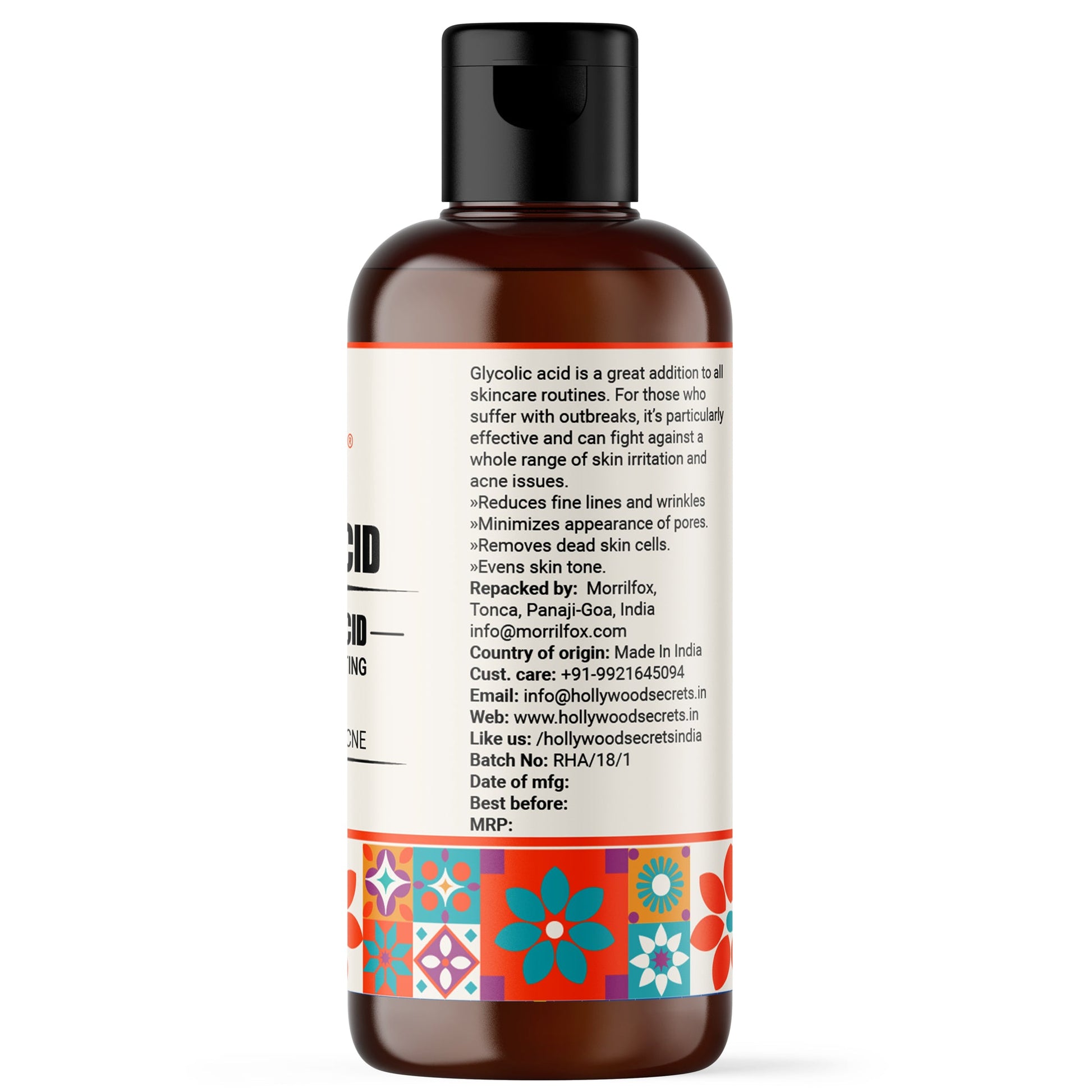 Pure 75% Glycolic Acid Liquid 100 ml Hollywood Secrets