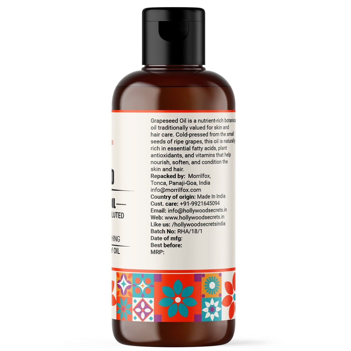 Grapeseed Oil Pure Cold Pressed Hollywood Secrets