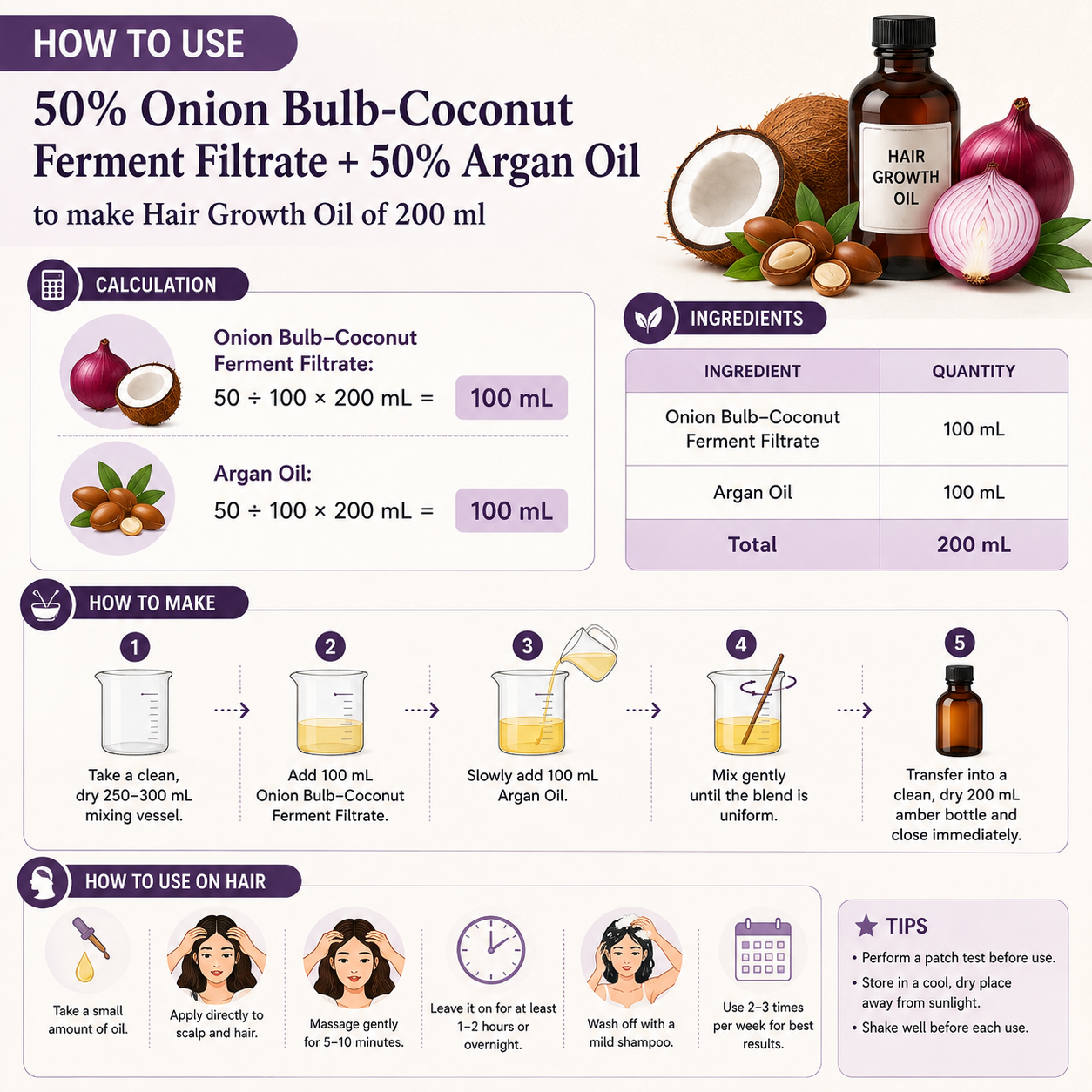 Pure Onion Bulb-Coconut Ferment Filtrate 100 ml Hollywood Secrets