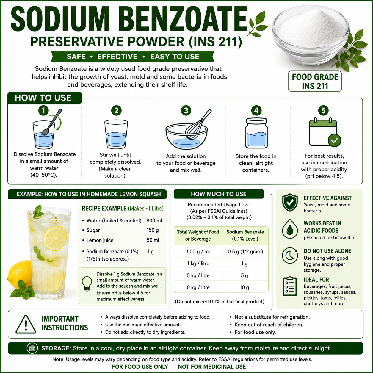 Sodium Benzoate Powder 100gm Hollywood Secrets