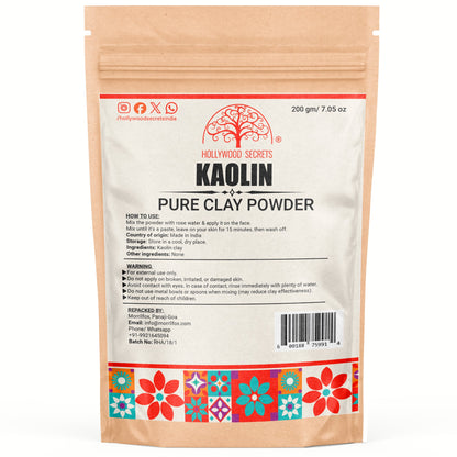 White Kaolin Clay Powder Light Best Pure kaolinite 200gm Hollywood Secrets
