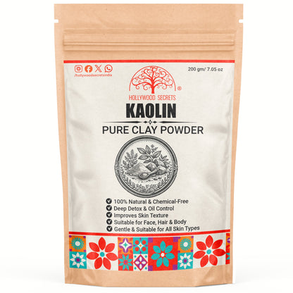 White Kaolin Clay Powder Light Best Pure kaolinite 200gm Hollywood Secrets