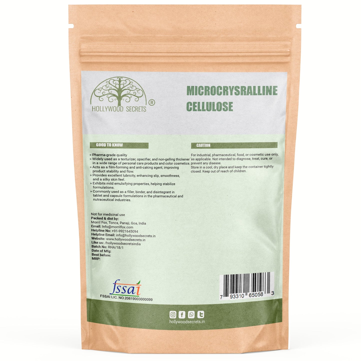 Microcrystalline Cellulose Powder 200 gm Hollywood Secrets