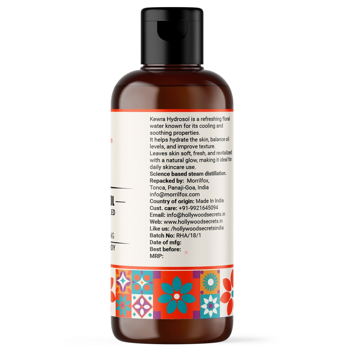 Pure Kewra Hydrosol Floral Water 100ml Hollywood Secrets