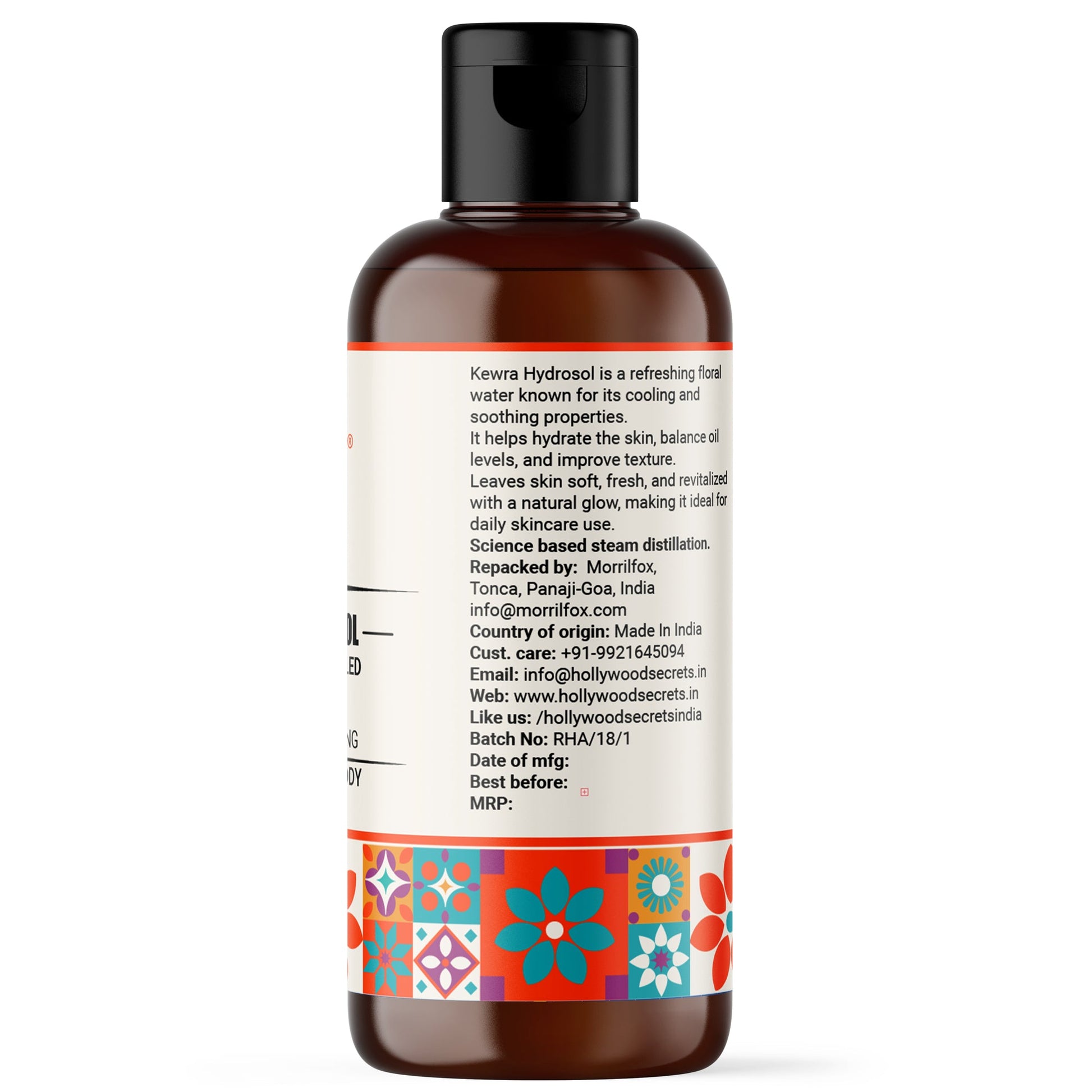 Pure Kewra Hydrosol Floral Water 100ml Hollywood Secrets