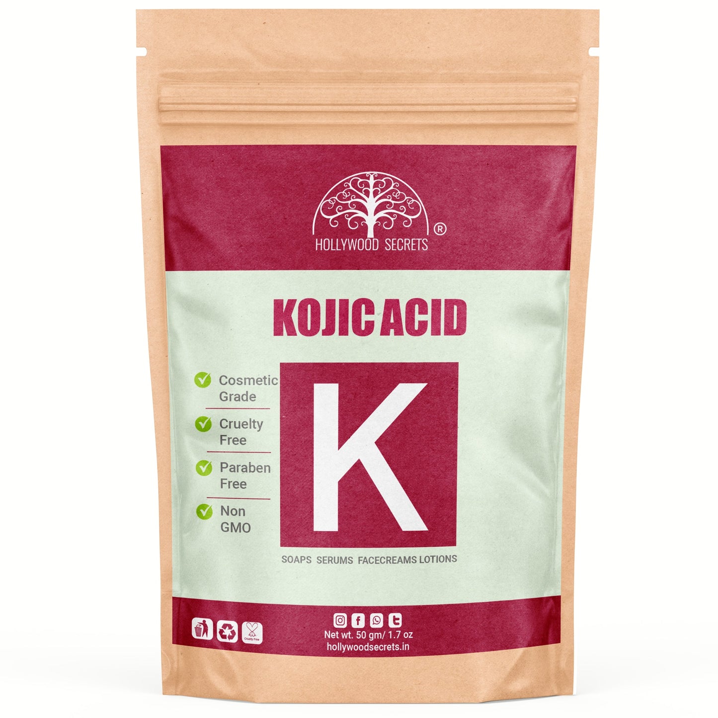 Pure Kojic Acid Powder 50gm Hollywood Secrets