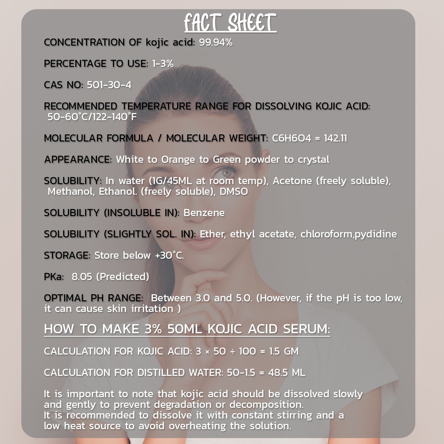 Pure Kojic Acid Powder 50gm Hollywood Secrets